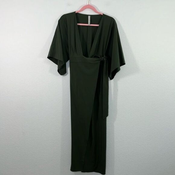 Athleta NWT Calistoga Coverup‎ Wrap Dress Olive Green size Small - Picture 2 of 8